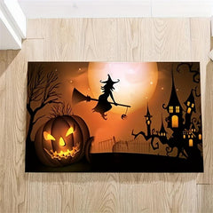 Halloween Long Broom Pattern Kitchen Mat