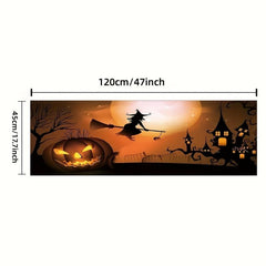 Halloween Long Broom Pattern Kitchen Mat