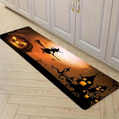 Halloween Long Broom Pattern Kitchen Mat