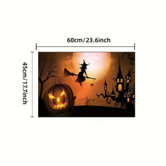 Halloween Long Broom Pattern Kitchen Mat