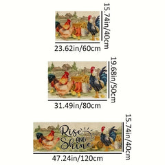 Rustic Rooster Kitchen Floor Mat - Non Slip Modern Kitchen Rug