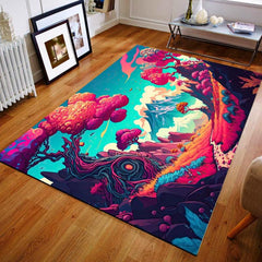 Psychedelic Valley Print Rug Machine Washable Home Decor