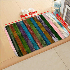 Wood Grain Printed Kitchen Rug Non-slip Long Carpet