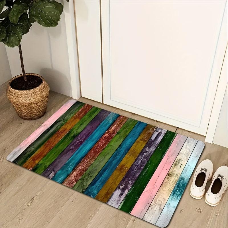 Wood Grain Printed Kitchen Rug Non-slip Long Carpet