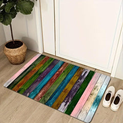 Wood Grain Printed Kitchen Rug Non-slip Long Carpet