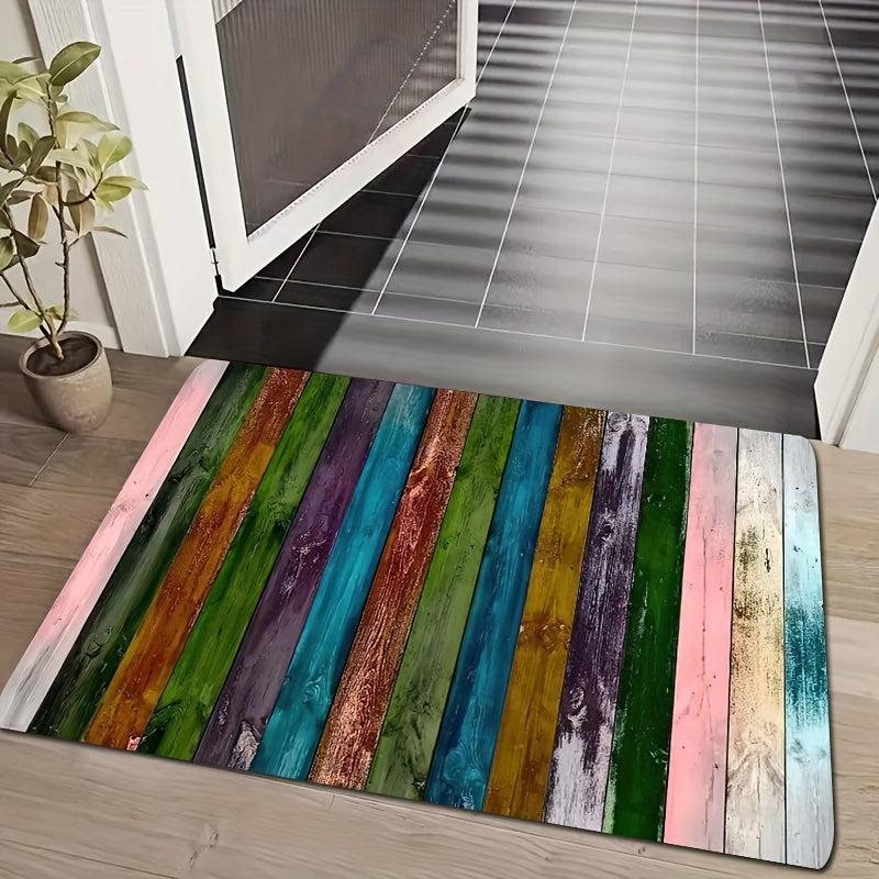 Wood Grain Printed Kitchen Rug Non-slip Long Carpet