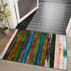 Wood Grain Printed Kitchen Rug Non-slip Long Carpet