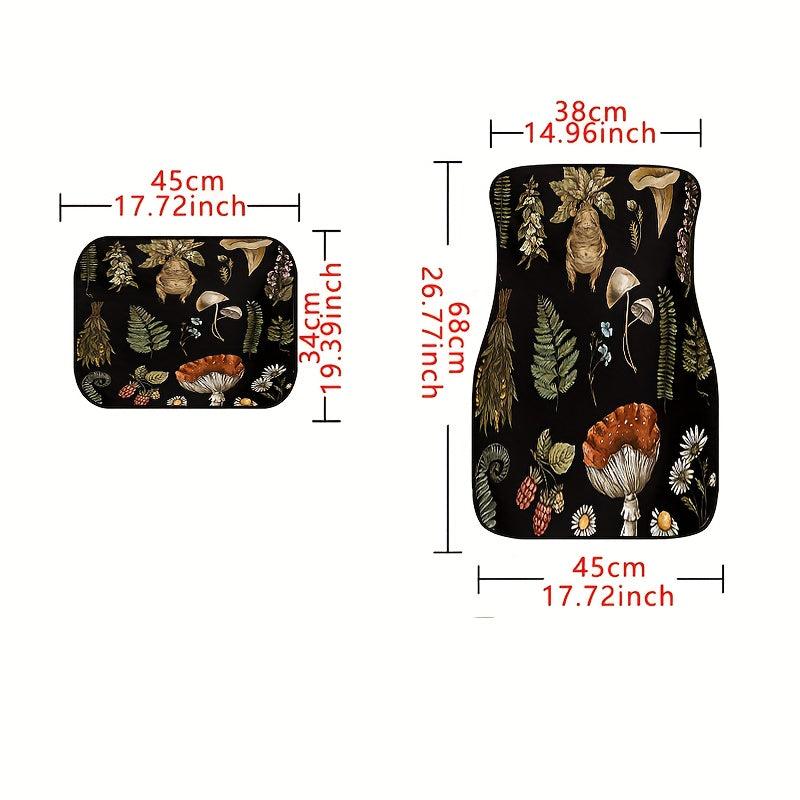 4pcs Hippie Mushroom Boho Car Mats, Perfect Gift for Daughter