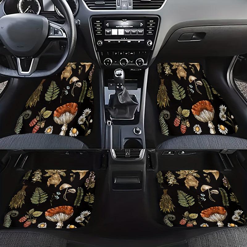 4pcs Hippie Mushroom Boho Car Mats, Perfect Gift for Daughter