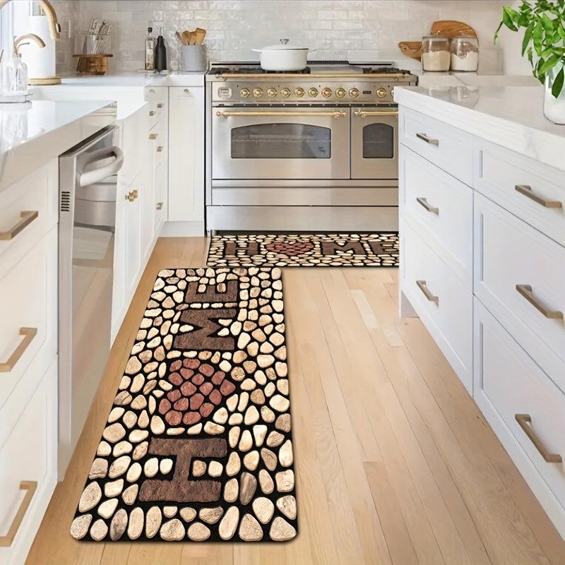 Soft Cobblestone Kitchen Mat Anti-fatigue Polyester Carpet