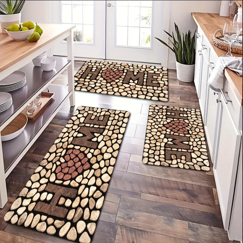 Soft Cobblestone Kitchen Mat Anti-fatigue Polyester Carpet
