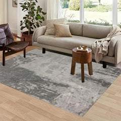 Modern Abstract Cashmere Area Rug 47x62 Anti Slip TPR Base Gray Pattern