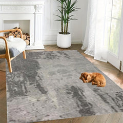 Modern Abstract Cashmere Area Rug 47x62 Anti Slip TPR Base Gray Pattern