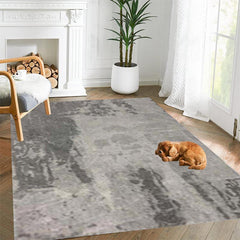 Modern Abstract Cashmere Area Rug 47x62 Anti Slip TPR Base Gray Pattern