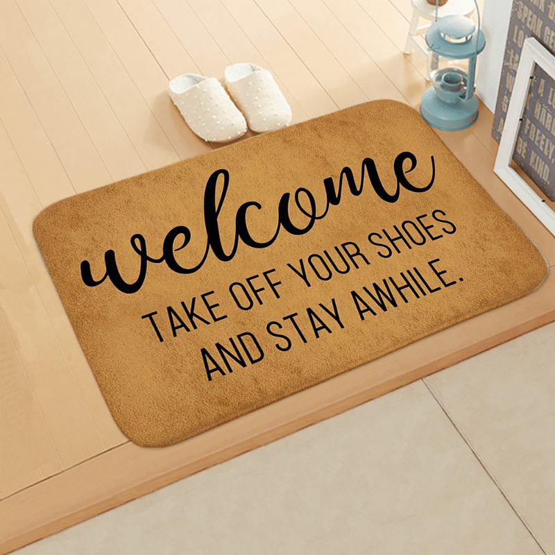Thickened Retro English Letter Floor Mat Non-slip Outdoor Porch Carpet