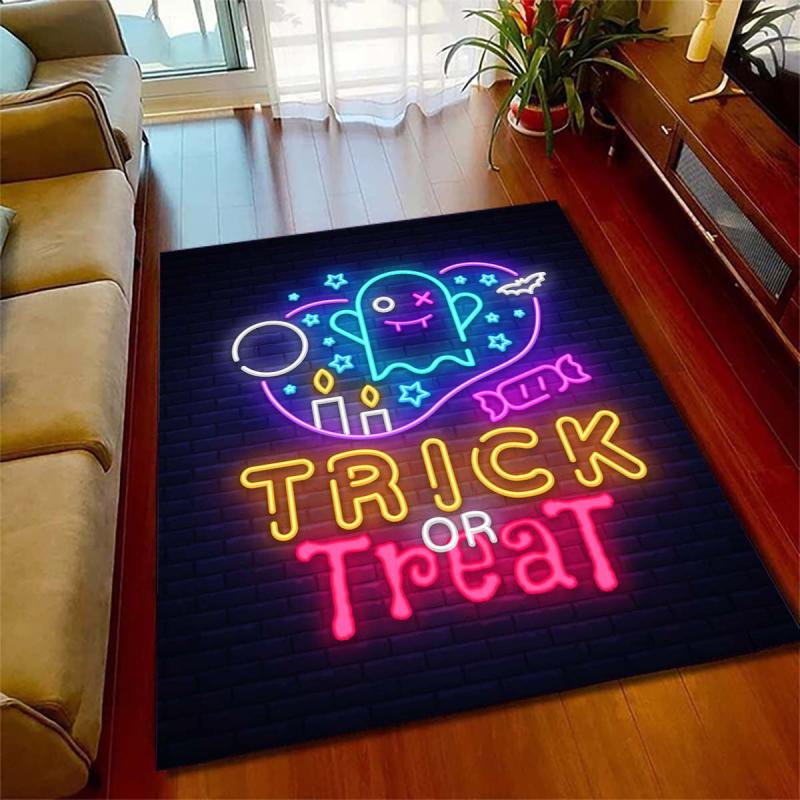 Colourful Trick Or Treat Ghost Kitchen Rug Non-slip Waterproof Floor Mat