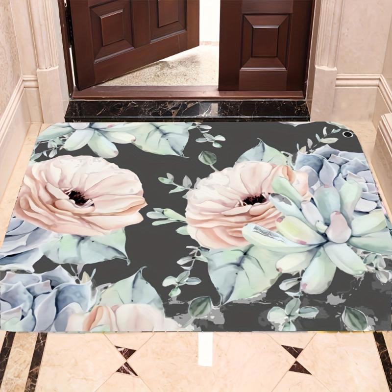 Non-Slip Soft Floral Area Rug Anti-Fatigue Shaggy Floor Carpet