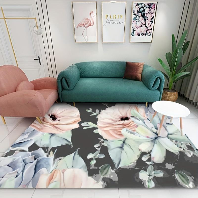Non-Slip Soft Floral Area Rug Anti-Fatigue Shaggy Floor Carpet