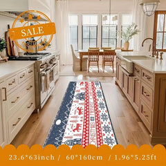 Washable Christmas Runner Carpet Non Slip for Corridors Living Rooms Kitchens