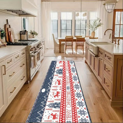 Washable Christmas Runner Carpet Non Slip for Corridors Living Rooms Kitchens