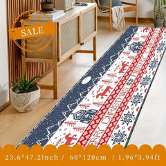 Washable Christmas Runner Carpet Non Slip for Corridors Living Rooms Kitchens