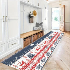 Washable Christmas Runner Carpet Non Slip for Corridors Living Rooms Kitchens