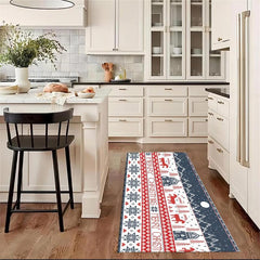 Washable Christmas Runner Carpet Non Slip for Corridors Living Rooms Kitchens