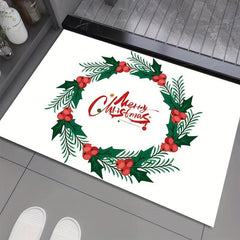 Christmas Pattern Bathroom Mat Soft Velvet Bath Rug Decor
