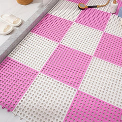 Non Slip Shower Stall Mat with Drain Holes - Durable Plastic Carpet