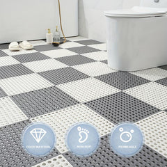 Non Slip Shower Stall Mat with Drain Holes - Durable Plastic Carpet