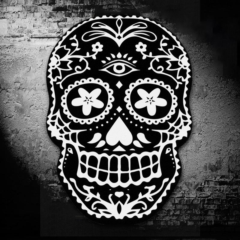 Fluffy Skull Carpet Living Room Halloween Skeleton Plush Rug