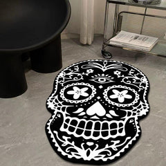 Fluffy Skull Carpet Living Room Halloween Skeleton Plush Rug