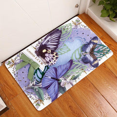 Purple Butterfly Printed Floor Mat Non Slip Bedroom Bedside Rug