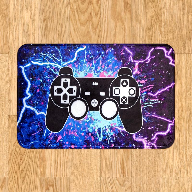 Gamer Video Games Area Rug - Purple Gamepad Pattern Carpet for Boys Bedroom
