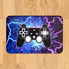 Gamer Video Games Area Rug - Purple Gamepad Pattern Carpet for Boys Bedroom