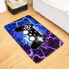 Gamer Video Games Area Rug - Purple Gamepad Pattern Carpet for Boys Bedroom