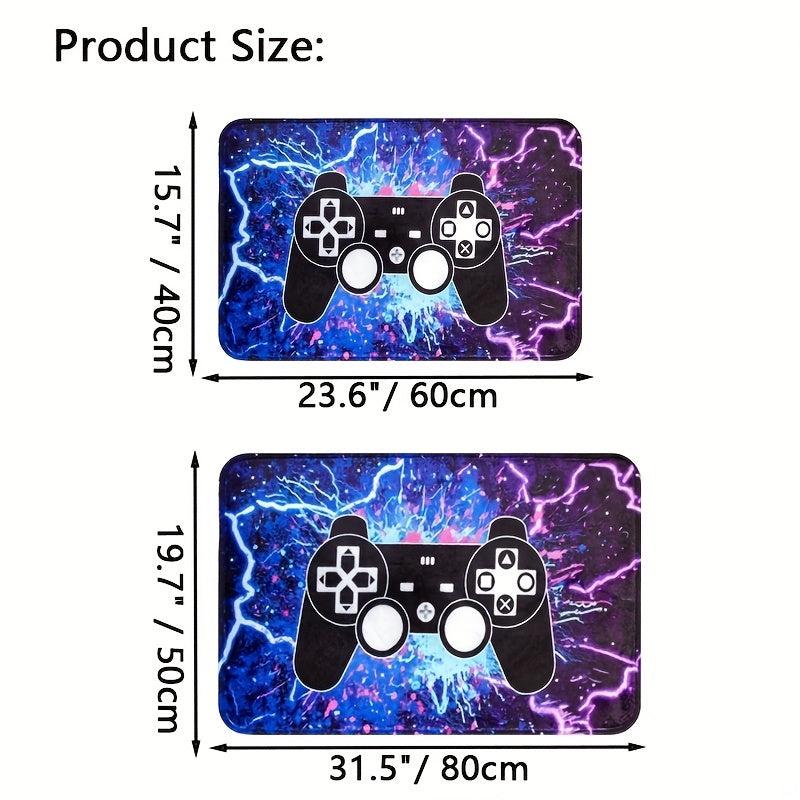 Gamer Video Games Area Rug - Purple Gamepad Pattern Carpet for Boys Bedroom
