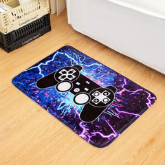 Gamer Video Games Area Rug - Purple Gamepad Pattern Carpet for Boys Bedroom