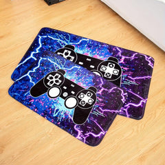 Gamer Video Games Area Rug - Purple Gamepad Pattern Carpet for Boys Bedroom