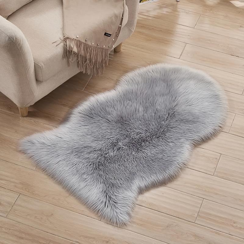 Faux Wool Plush Carpet for Living Room Bedroom Bedside Blanket