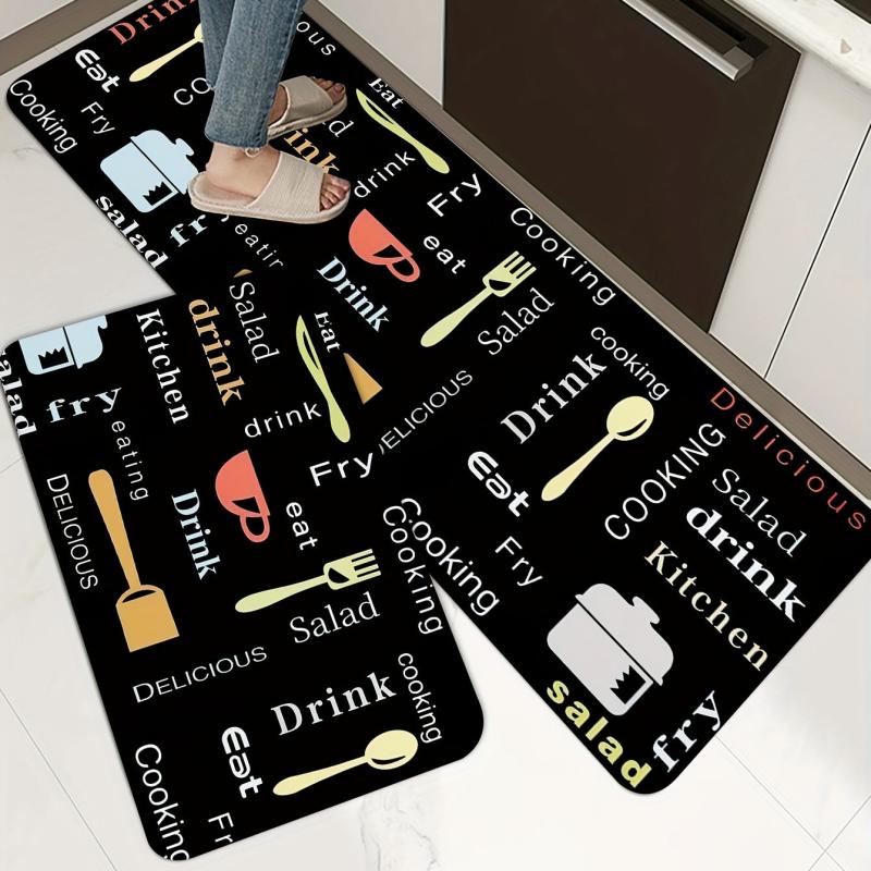 Cartoon Letter Kitchen Rug Anti-slip Absorbent Mat