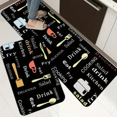 Cartoon Letter Kitchen Rug Anti-slip Absorbent Mat