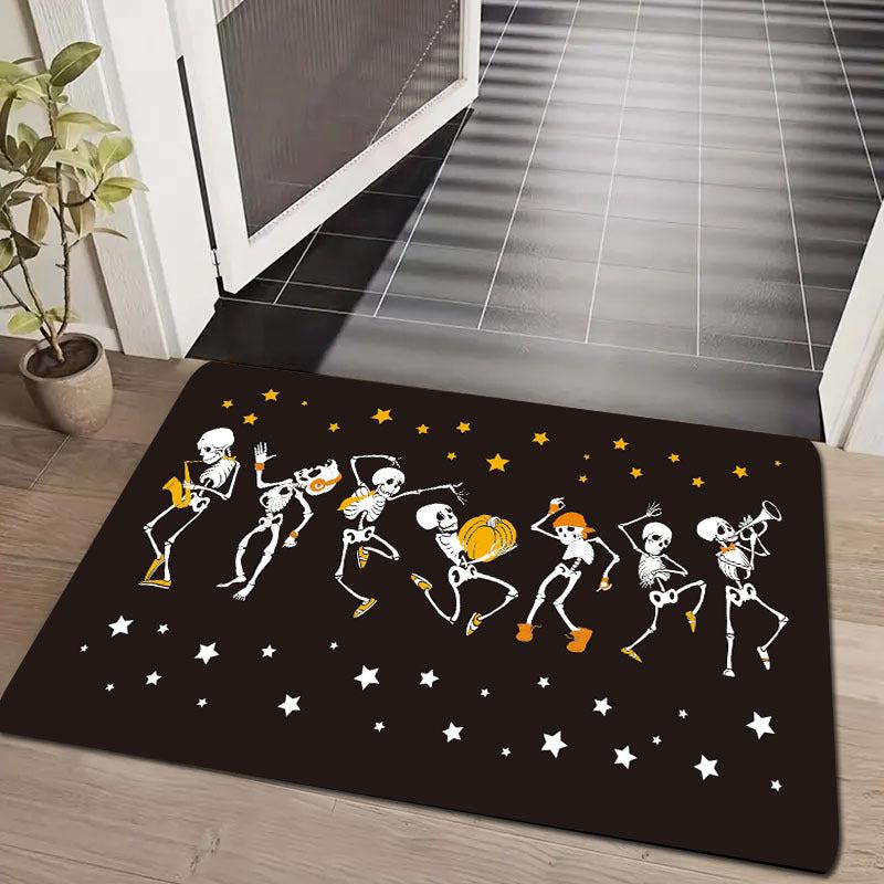 Halloween Skeleton Print Doorway Mat Absorbent Bath Mat