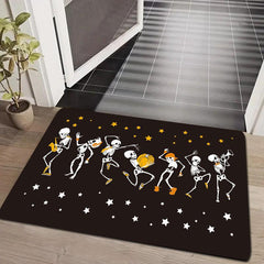 Halloween Skeleton Print Doorway Mat Absorbent Bath Mat