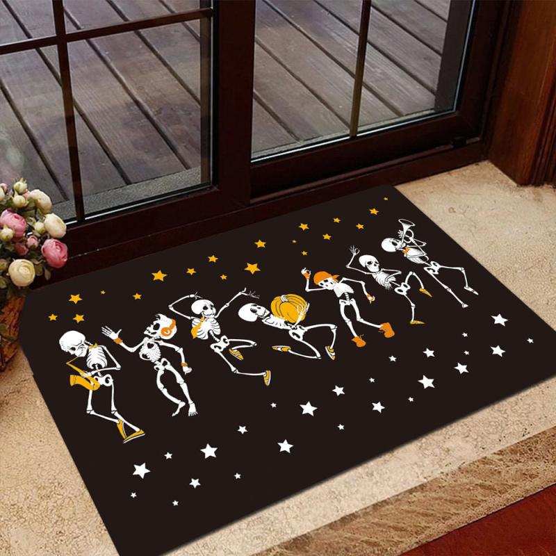 Halloween Skeleton Print Doorway Mat Absorbent Bath Mat