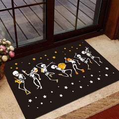 Halloween Skeleton Print Doorway Mat Absorbent Bath Mat