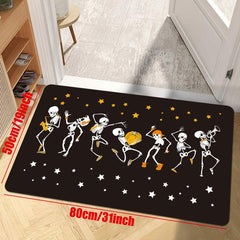 Halloween Skeleton Print Doorway Mat Absorbent Bath Mat