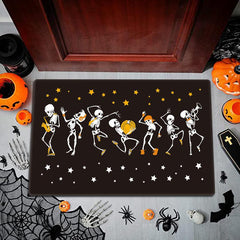 Halloween Skeleton Print Doorway Mat Absorbent Bath Mat