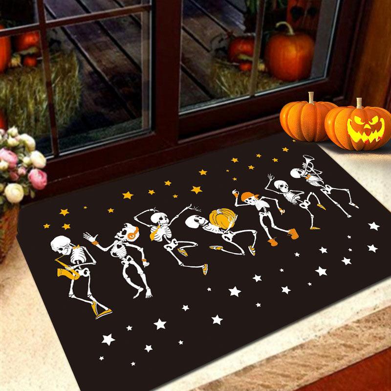 Halloween Skeleton Print Doorway Mat Absorbent Bath Mat