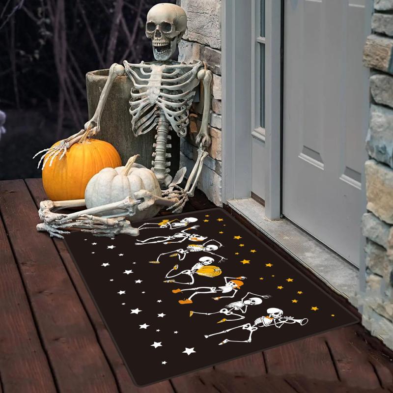 Halloween Skeleton Print Doorway Mat Absorbent Bath Mat